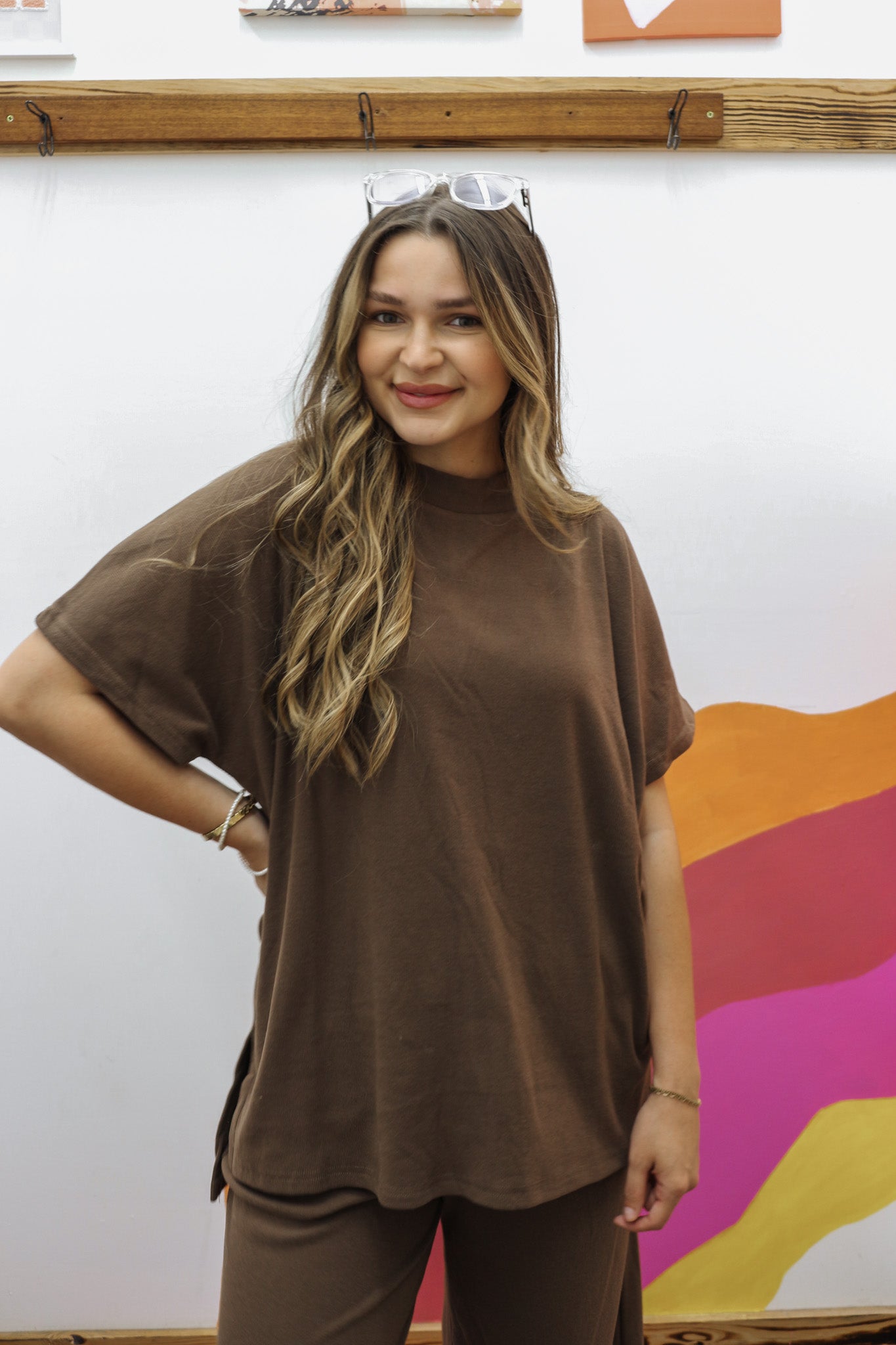 Small Town Girl Mocha Brown Top