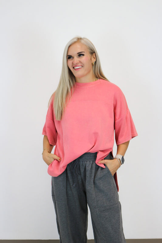 Not Looking Back Pink Solid Top