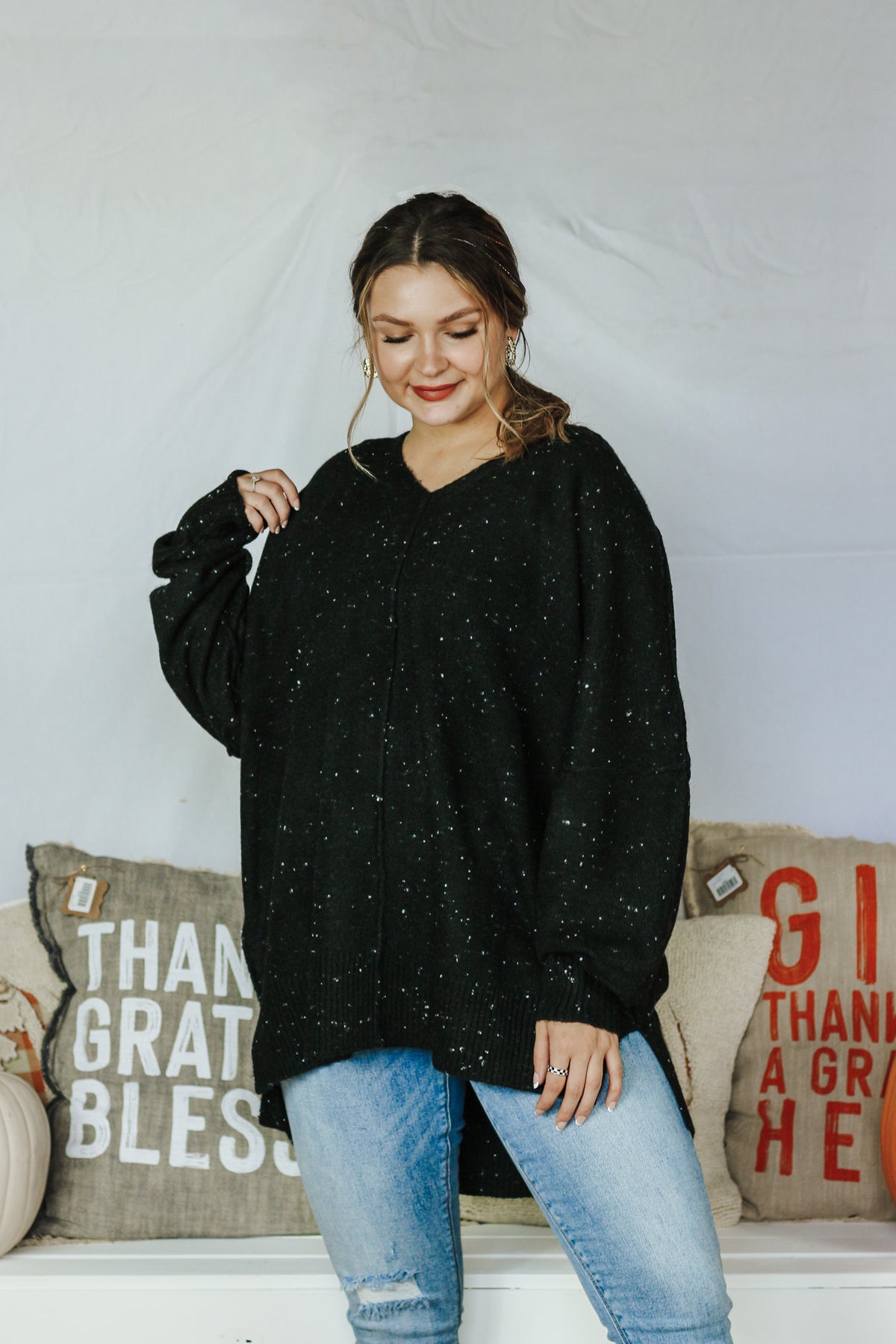 Cindy V-Neck Black Sweater