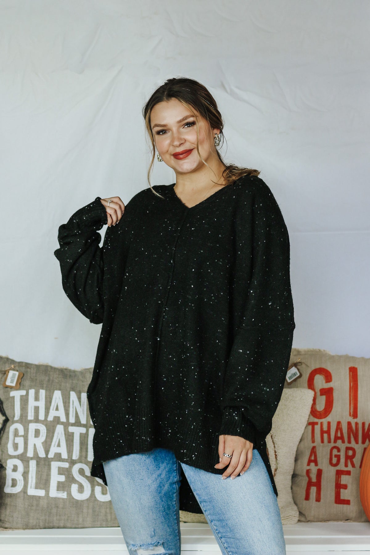 Cindy V-Neck Black Sweater