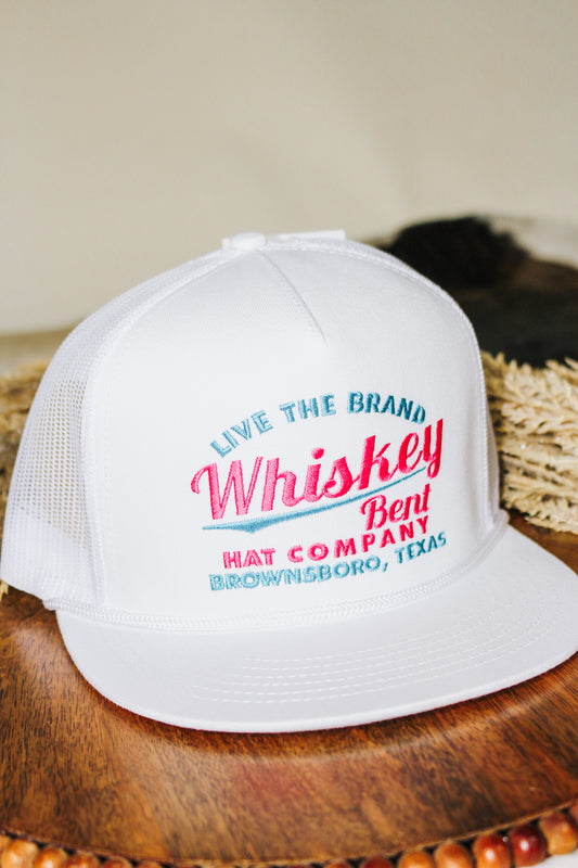 Whiskey Bent White On White Mesh Cap