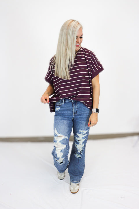 Striped Perfection Plum Top