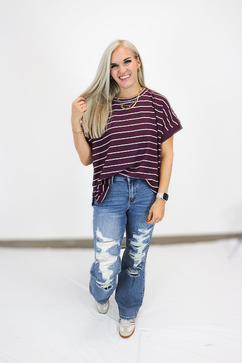Striped Perfection Plum Top