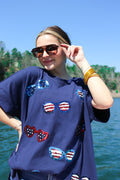 Americana sequin top, shown in one of three available colors