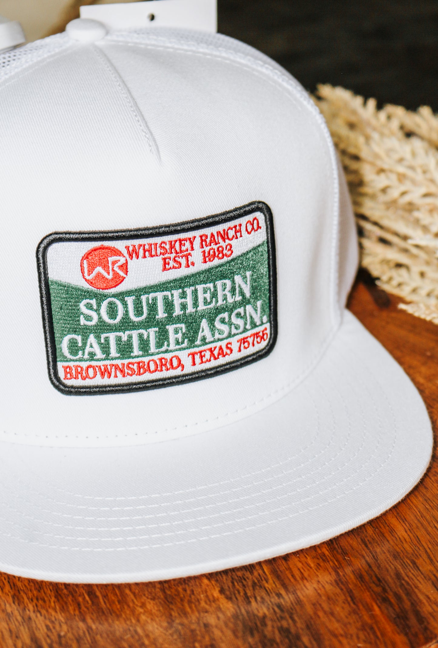 Southern Cattle Patch White On White Mesh Cap