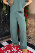 Effortless Chill Solid Ribbed Lounge Pants
