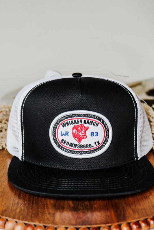 Whiskey Ranch Patch Black & White Mesh Cap