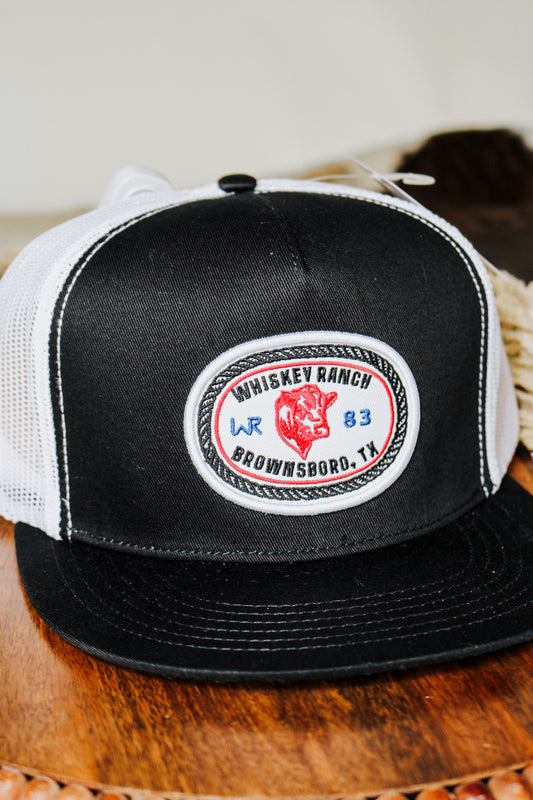 Whiskey Ranch Patch Black & White Mesh Cap