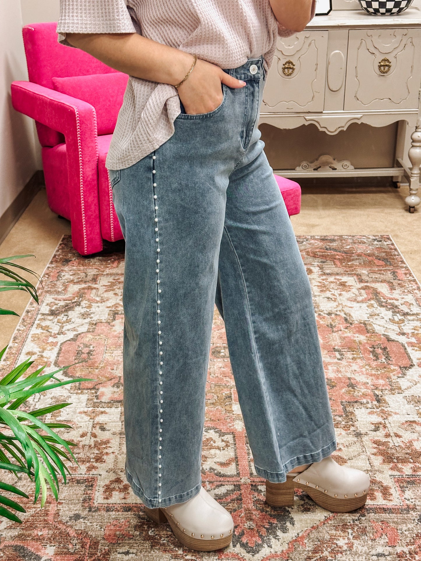 Feminine Energy Denim Pearl Jeans