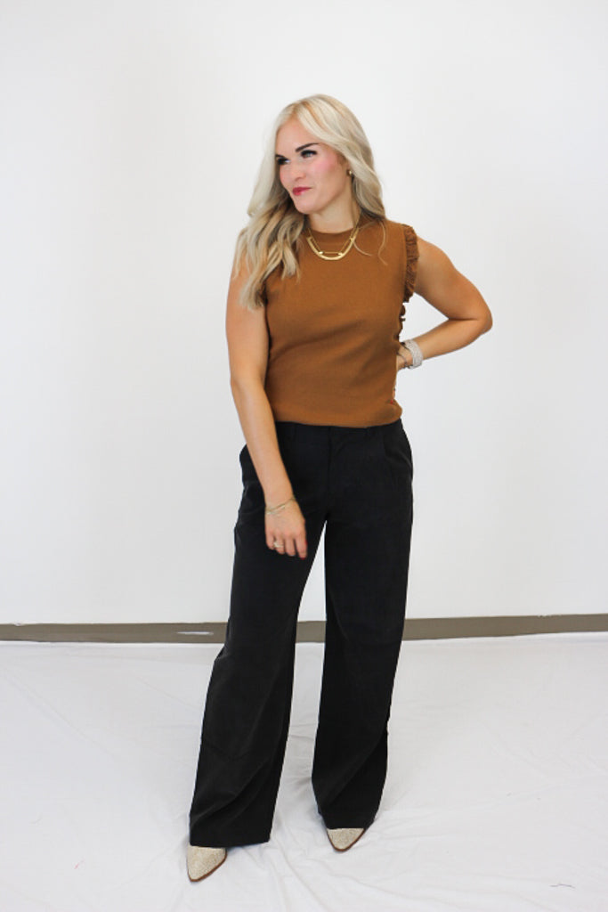 Tinley Black Mid Rise Wide Leg Jeans KanCan