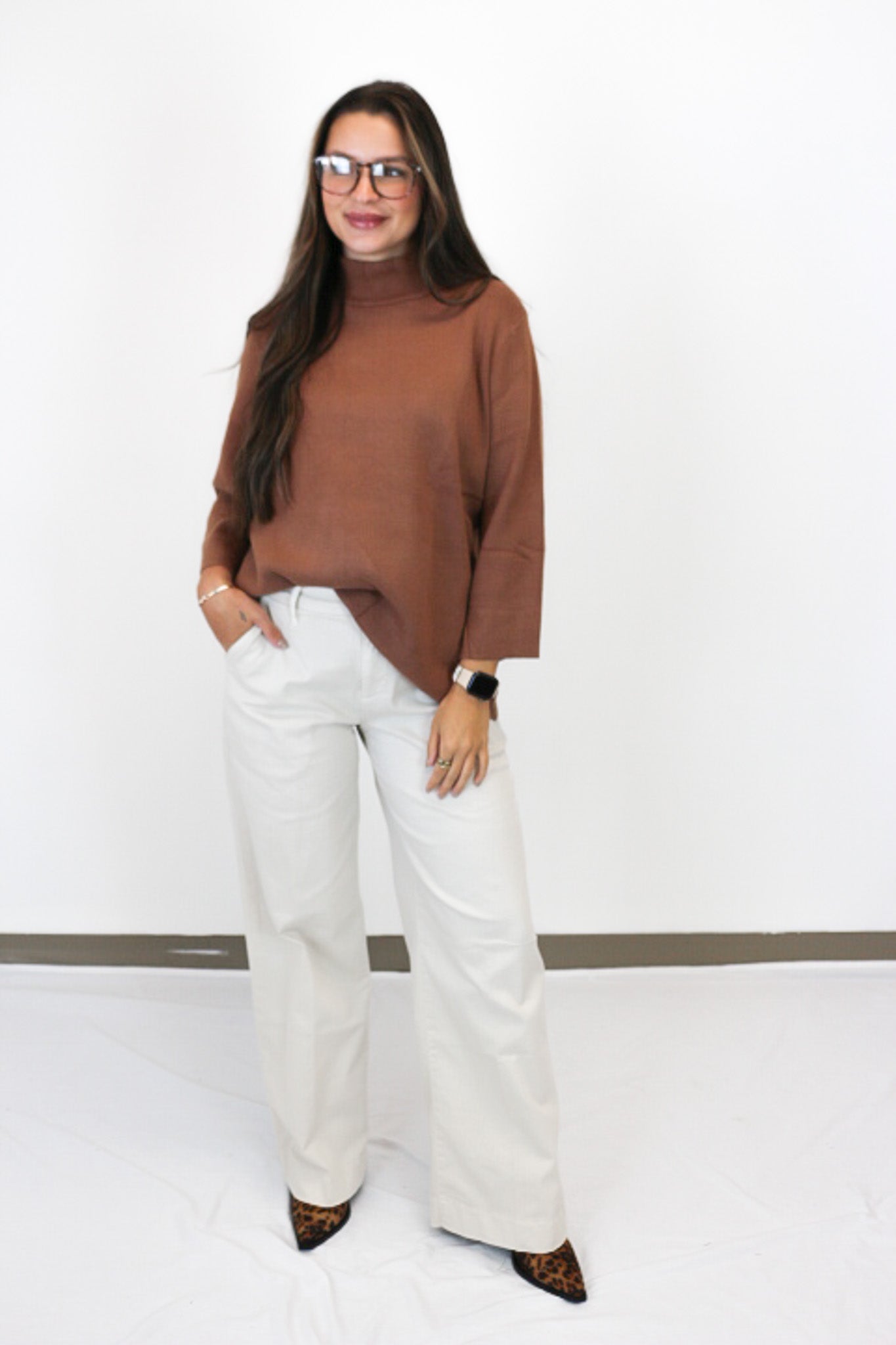 Come Around Mocha Mock Neck Sweater