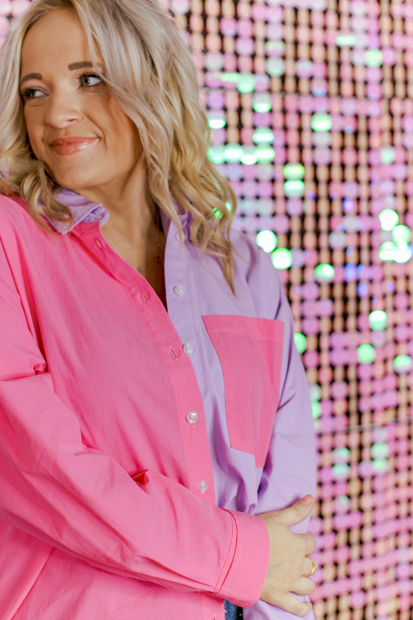 Hopeless Romantic Pink & Lavender Button Up