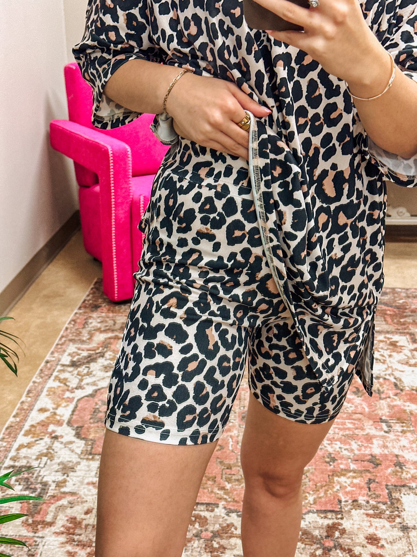 A Daily Thing Leopard Biker Short Set