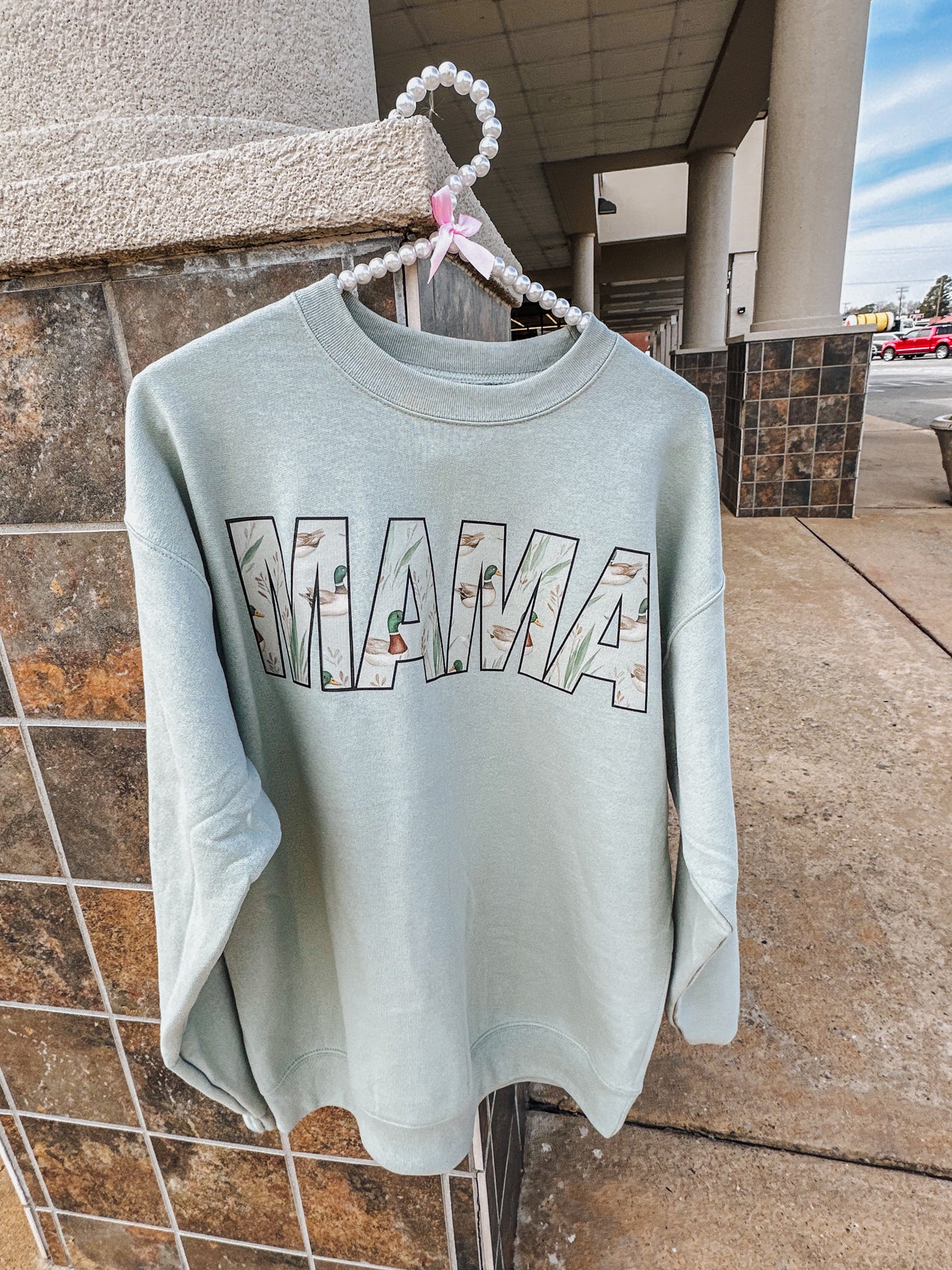 Mama Duck Sage Green Sweatshirt