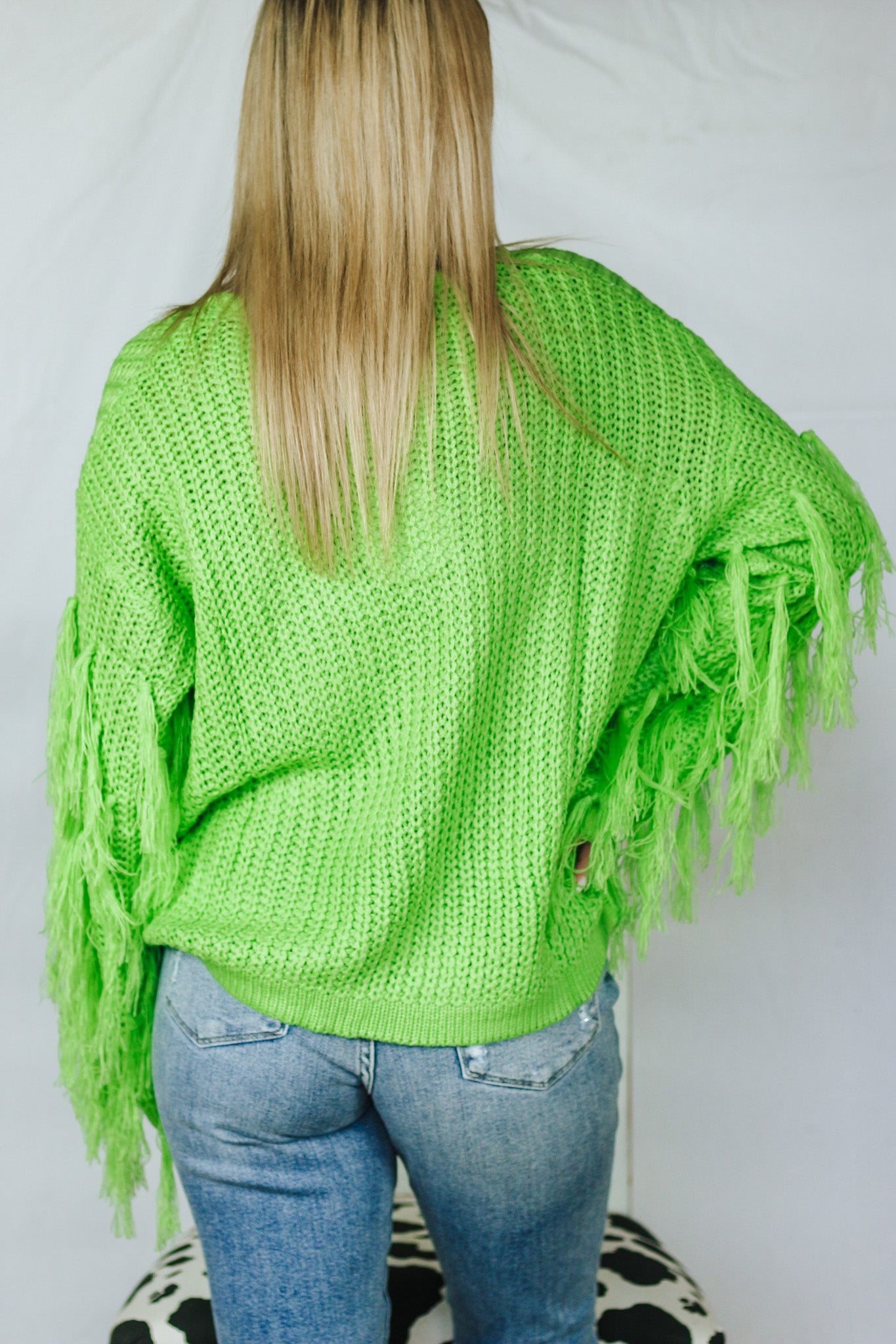 Through The Fringe Lime Sweater
