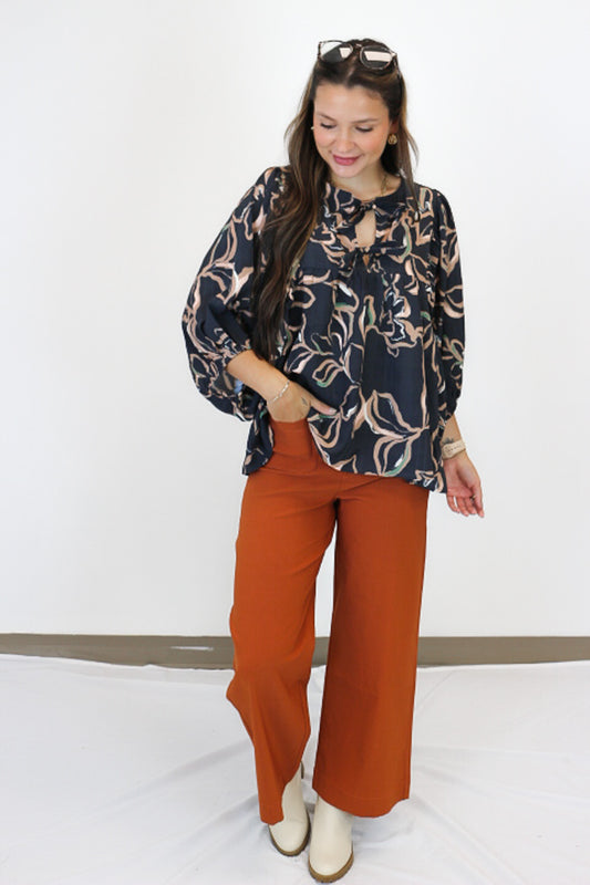 Stood My Ground Navy Floral Blouse