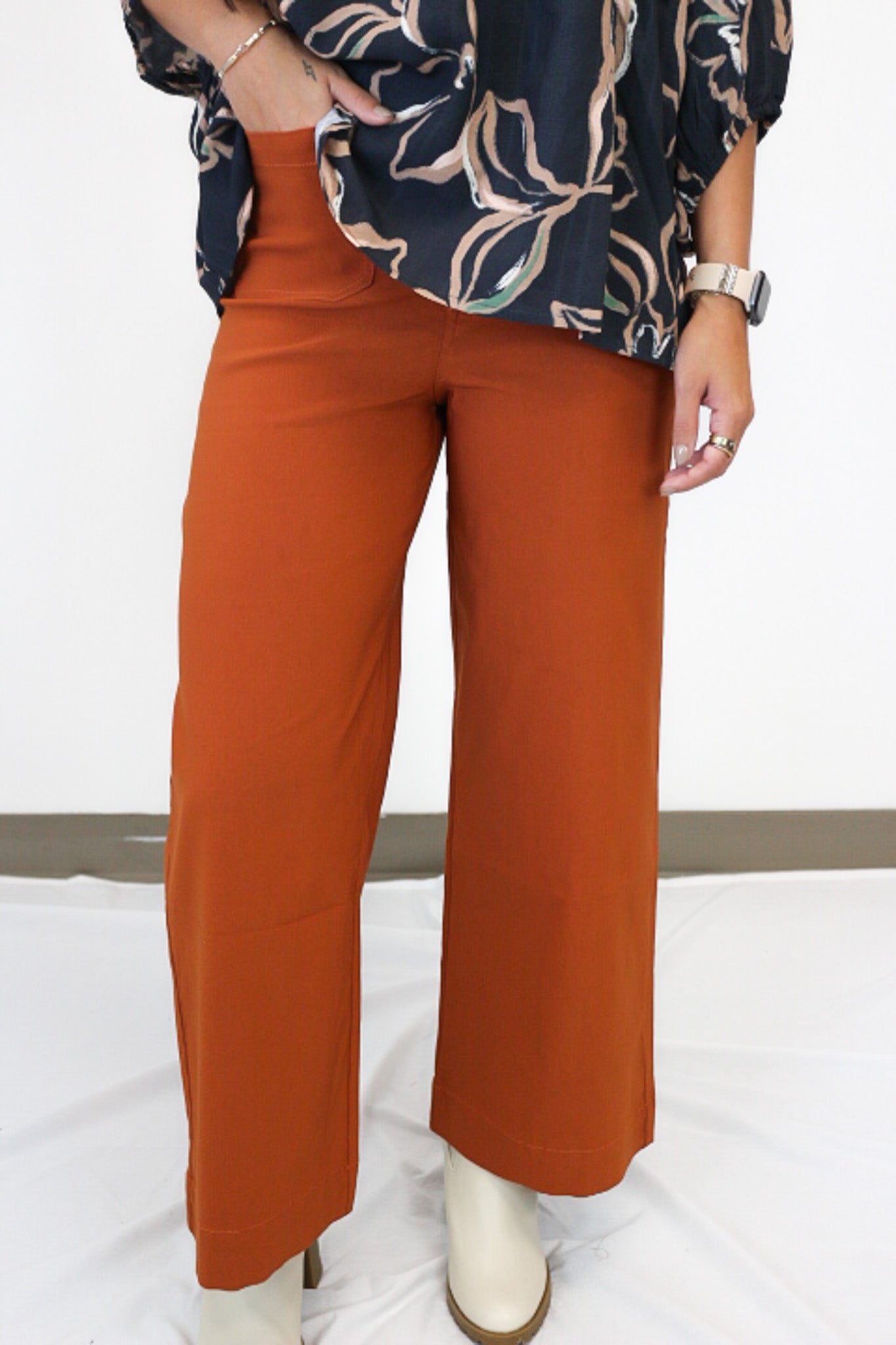 Jake Wide Leg Rust Denim Jeans By Mud Pie