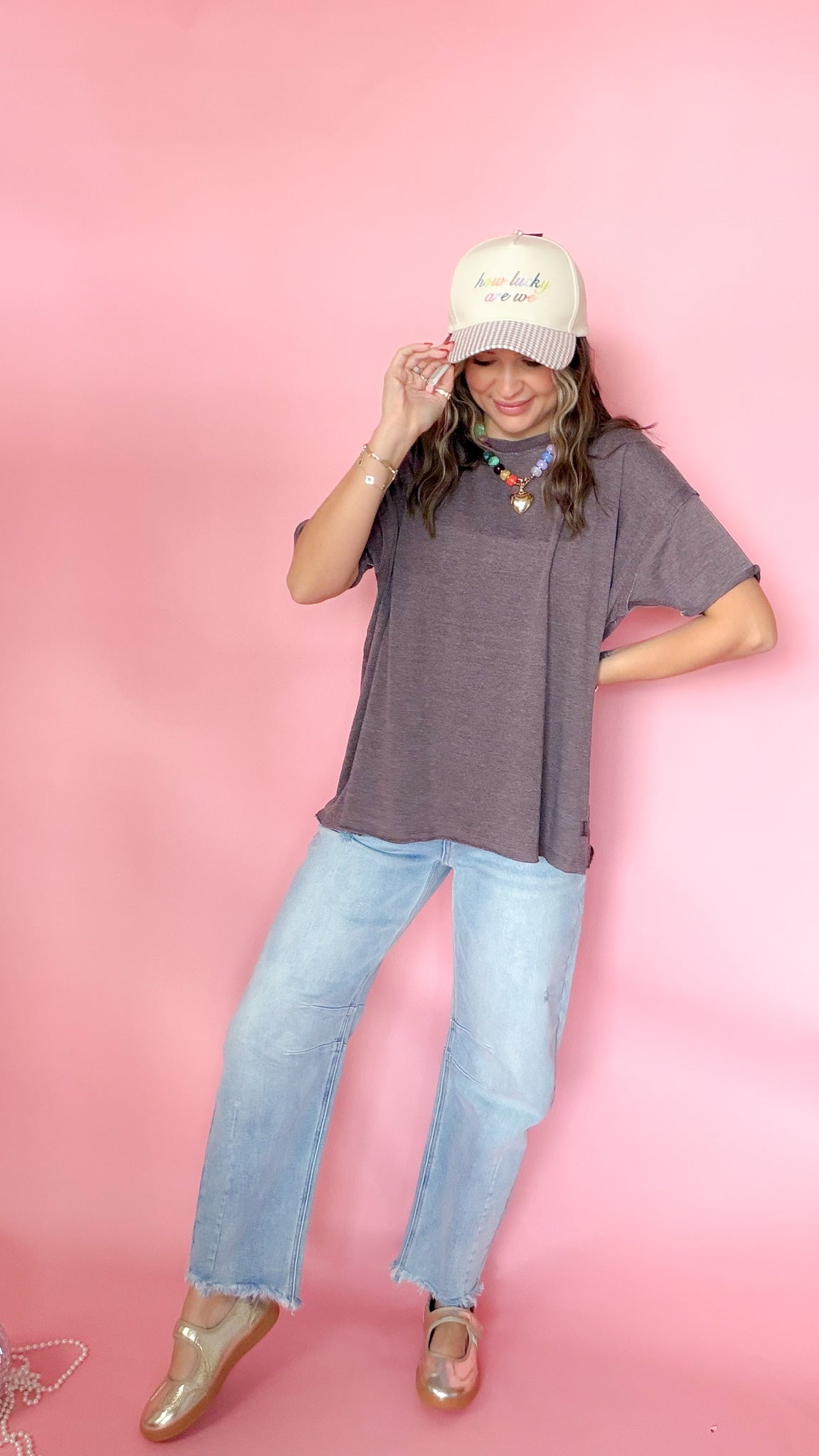 Purple and green raw edge vintage tees shown together