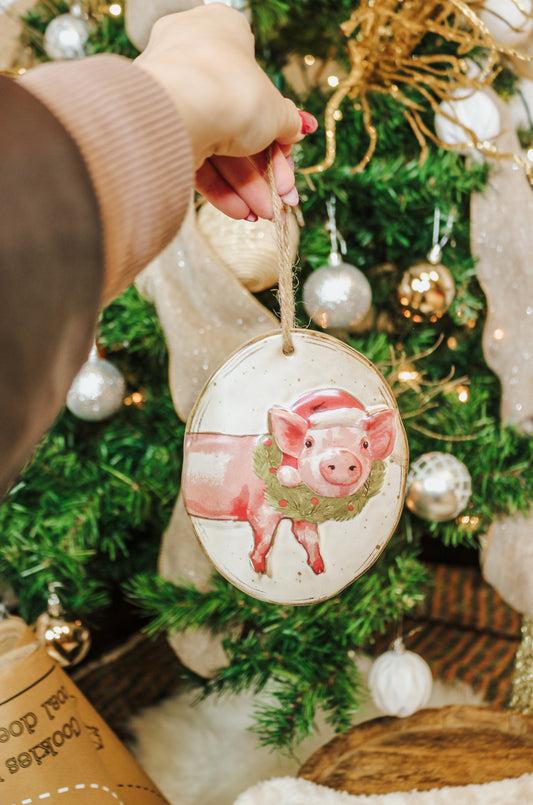 Pig Stoneware Ornament
