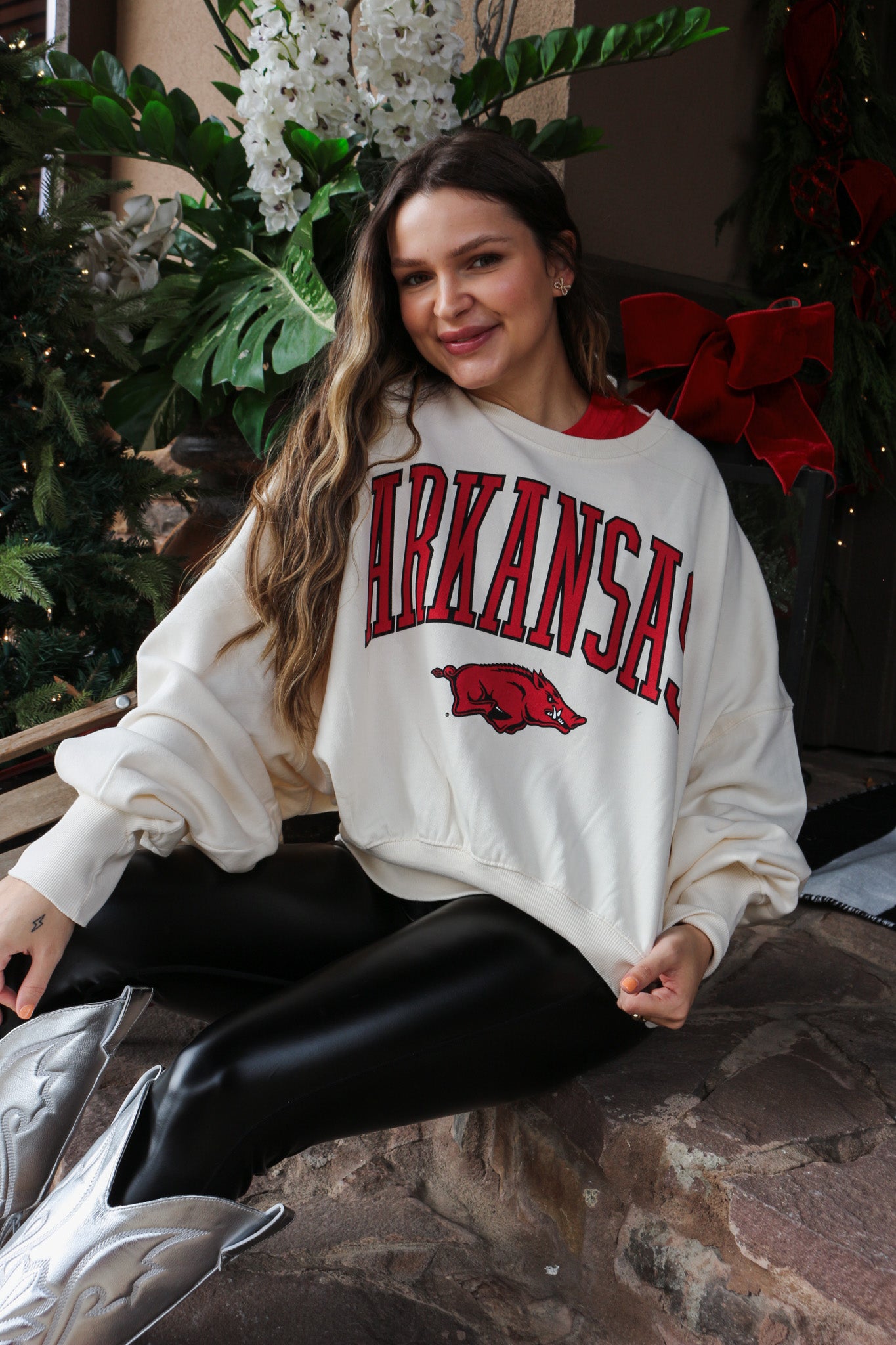 Ivory Arkansas Razorback Sweatshirt