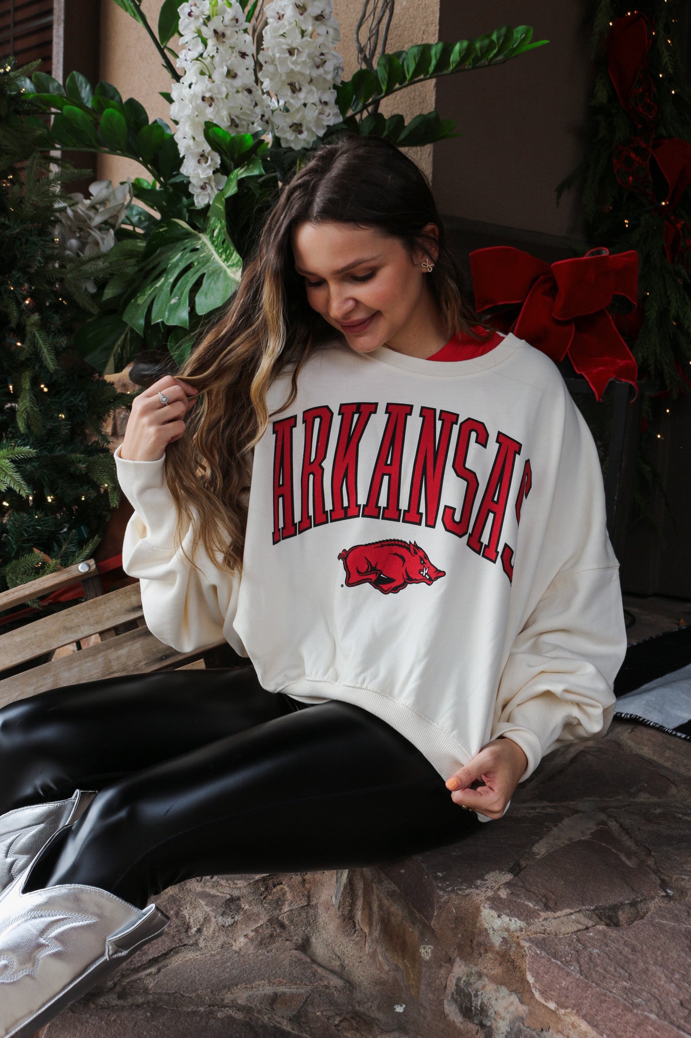 Ivory Arkansas Razorback Sweatshirt