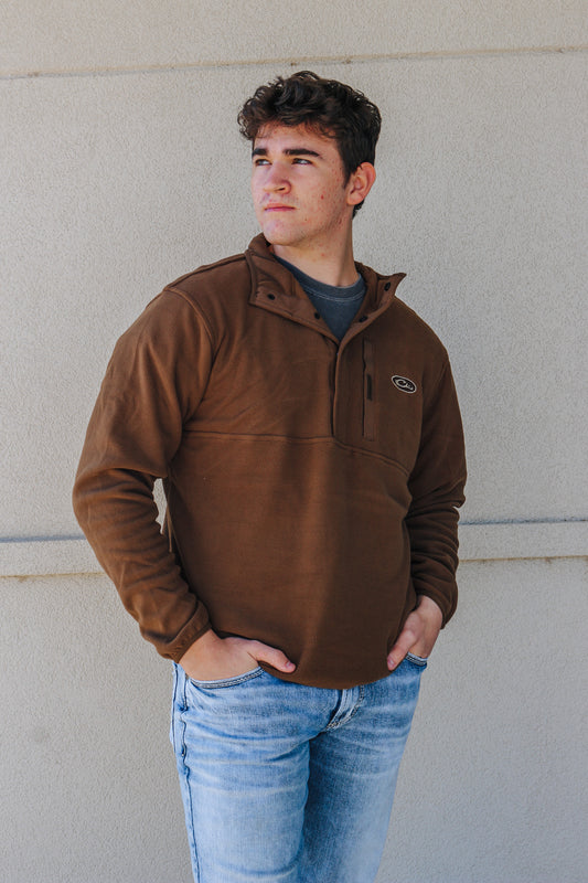 Drake Camp Fleece Cocoa Pullover With Magnetic Pocket