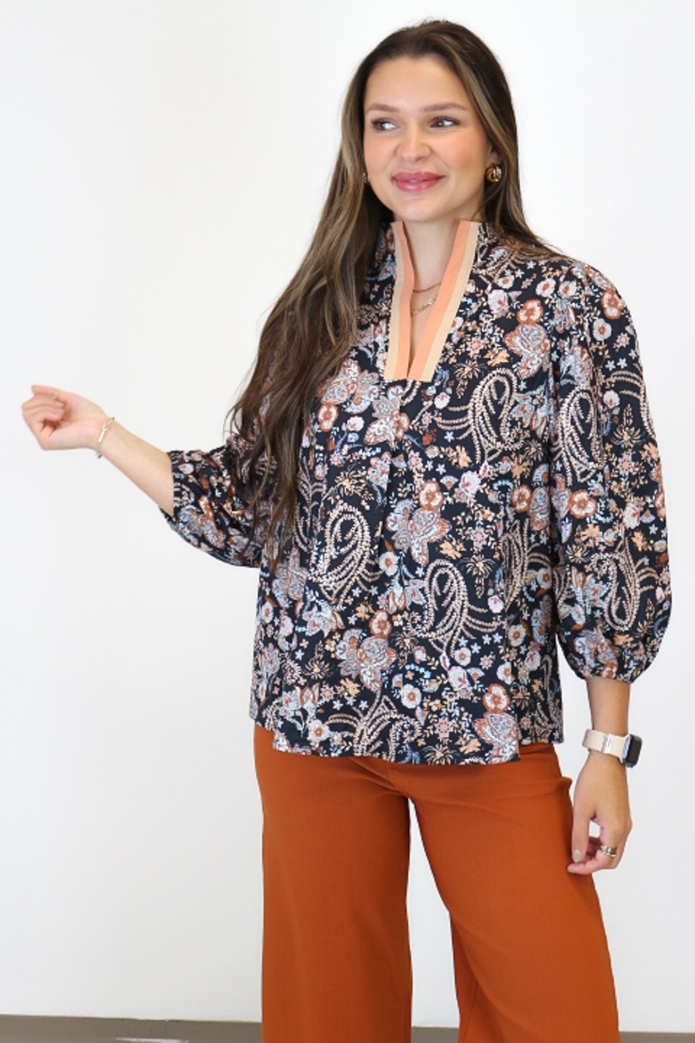 Peaceful Feeling Black Floral Blouse