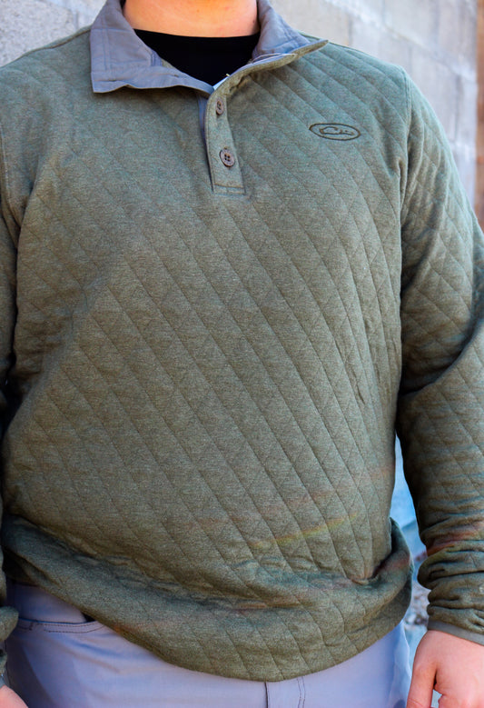 Delta Olive Green Quilted Sweatshirt