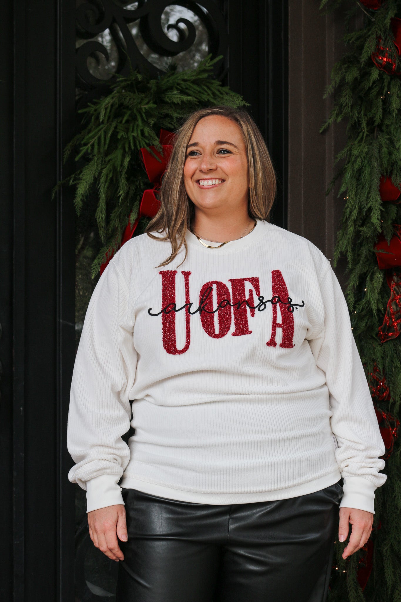 U of A Arkansas Razorback Corduroy Ivory Sweatshirt