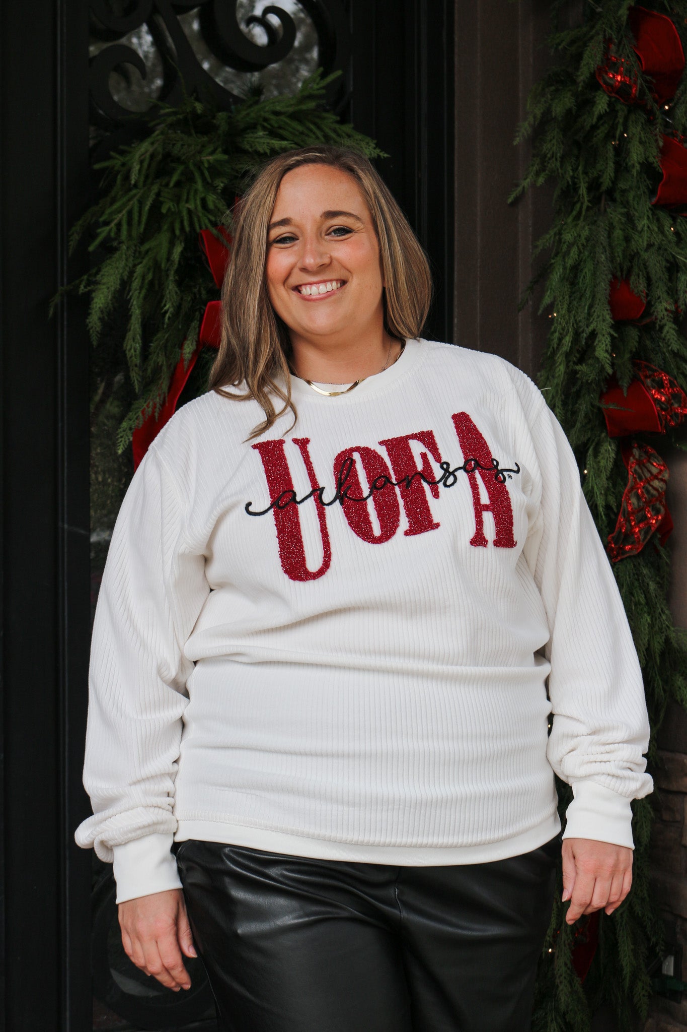 U of A Arkansas Razorback Corduroy Ivory Sweatshirt