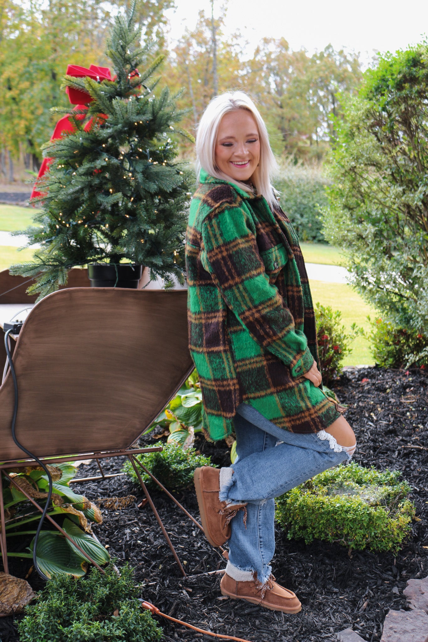 Toasty Topper Green Plaid Shacket