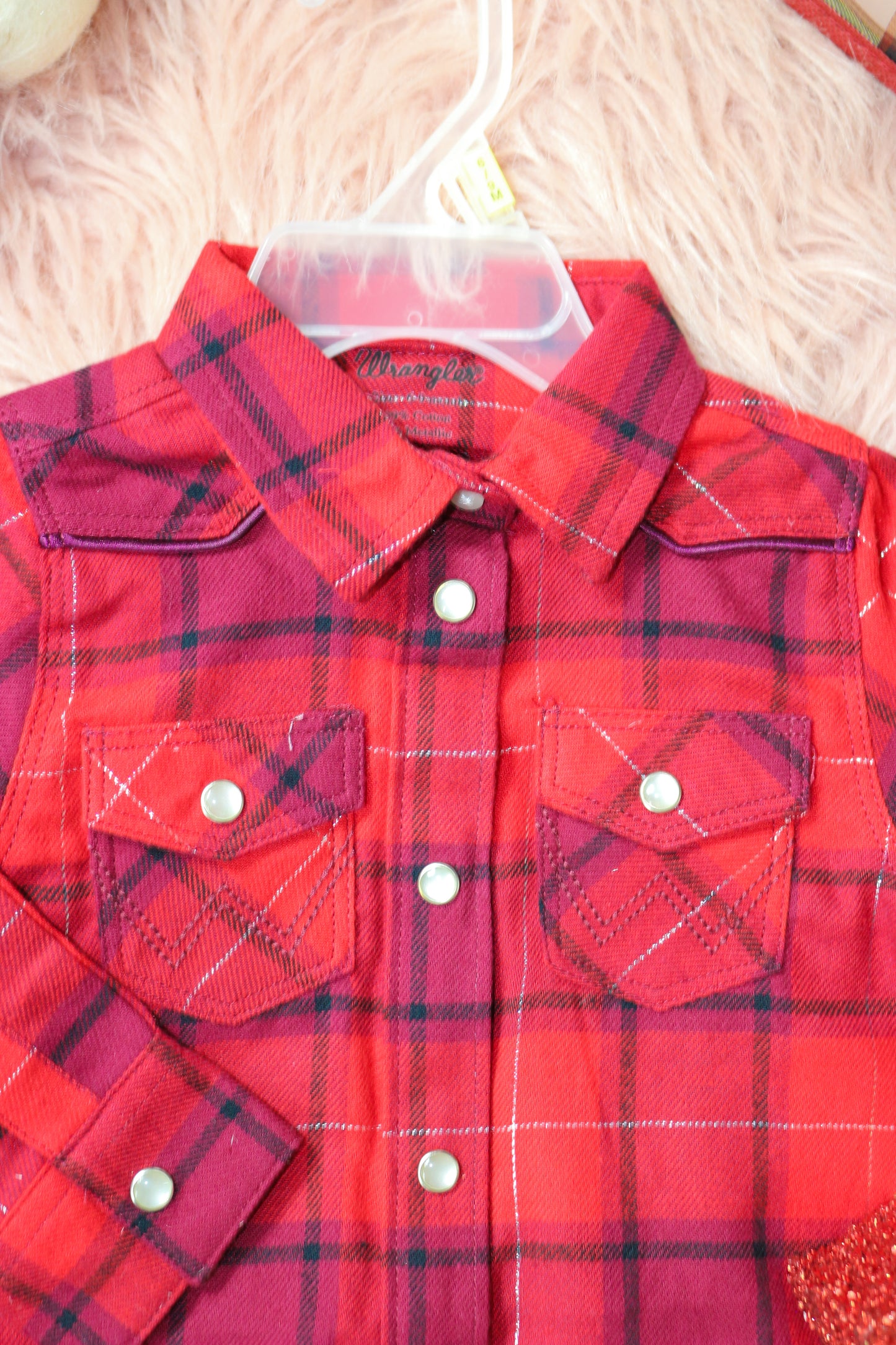 Red Plaid Little Girl's Western Snap Shirt Flannel