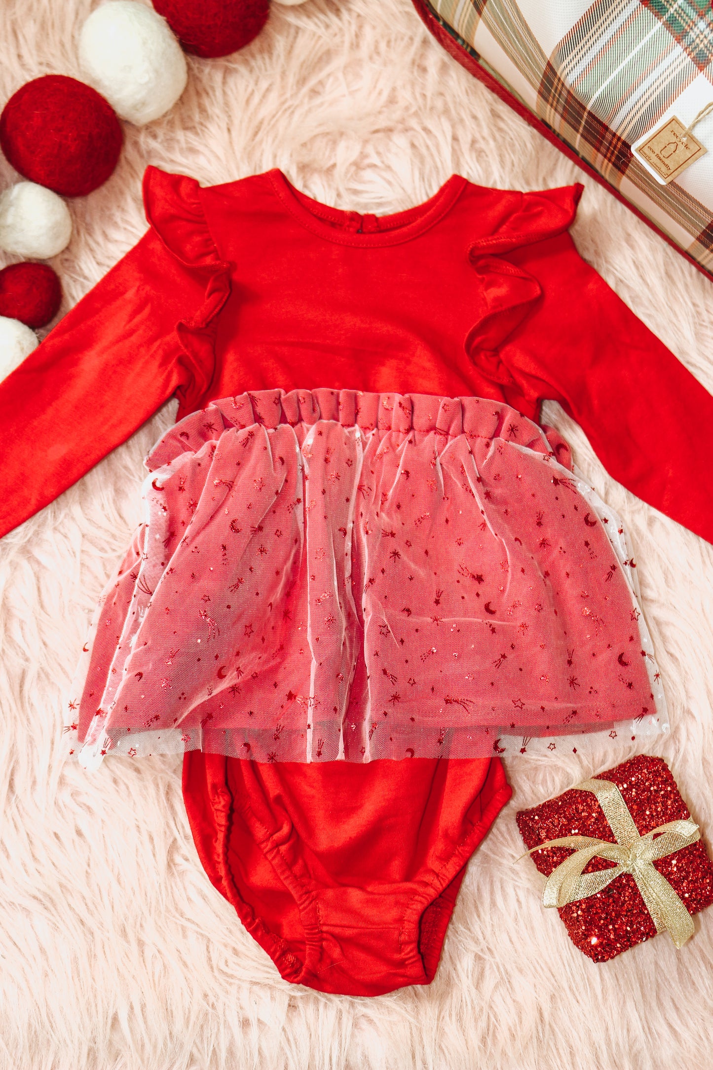 Red Little Girl's Paperbag Skirt Dress