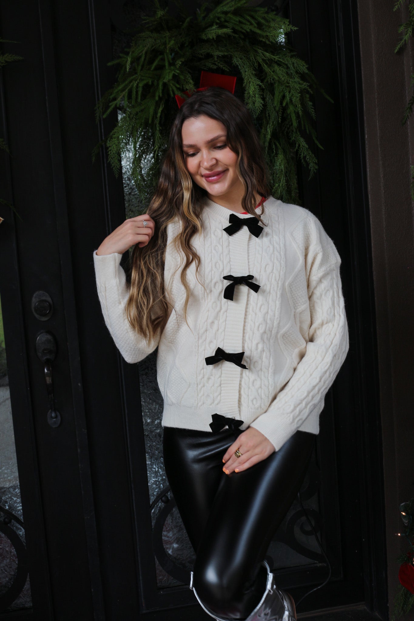 Bow-Tiful Moments Ivory Bow Sweater Cardigan