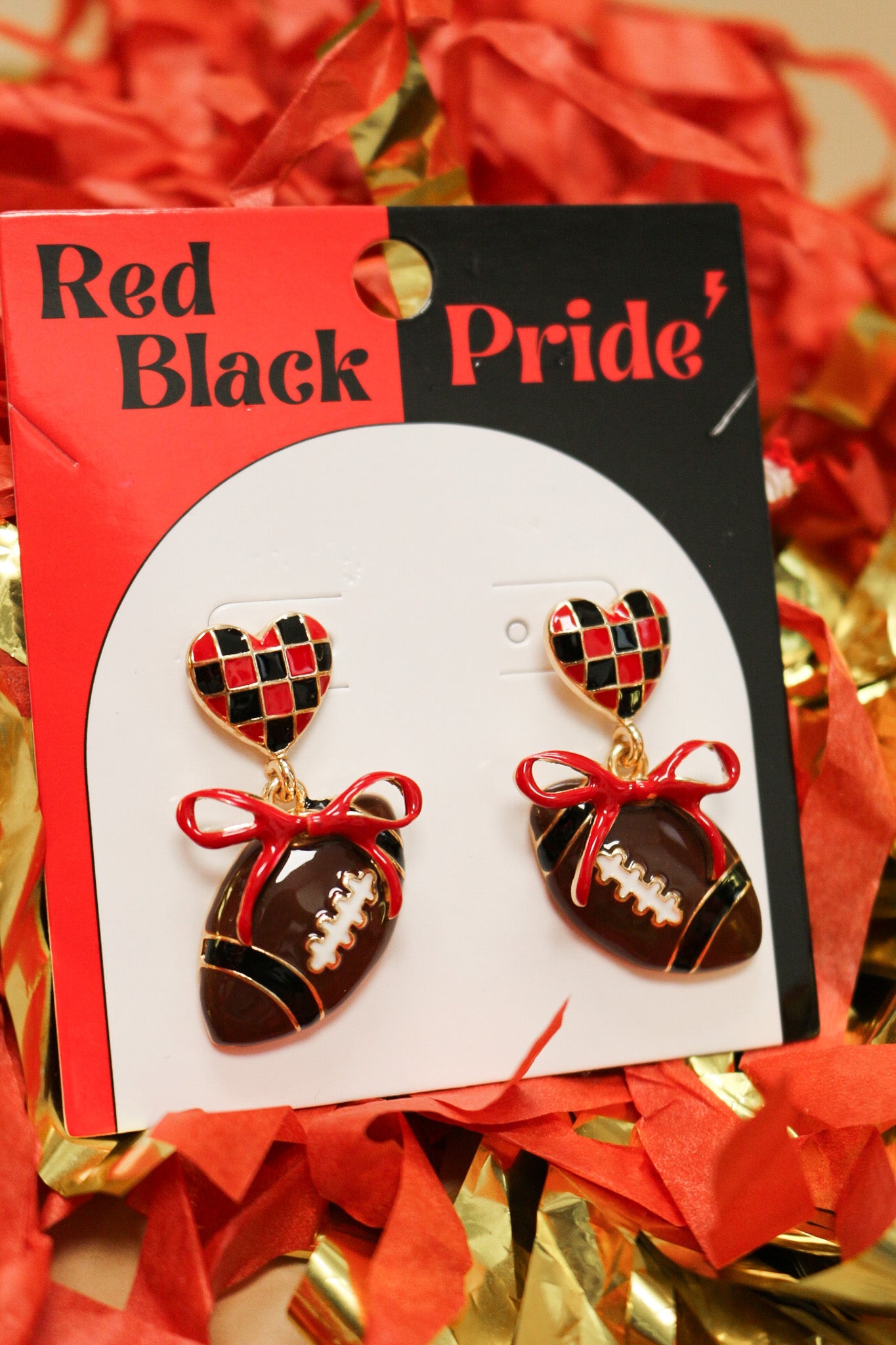 Bow Football Game Day Stud 1.5 inch Earrings