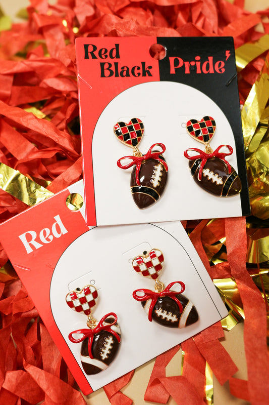Bow Football Game Day Stud 1.5" Earrings -2 Colors