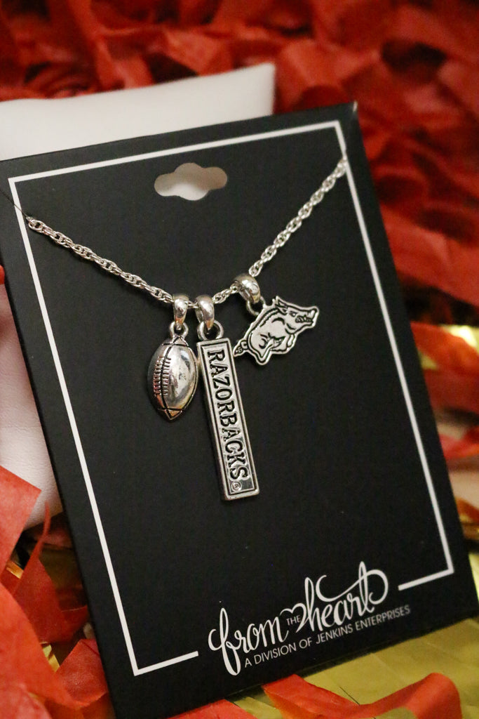 Arkansas Razorbacks Football Trifecta Necklace