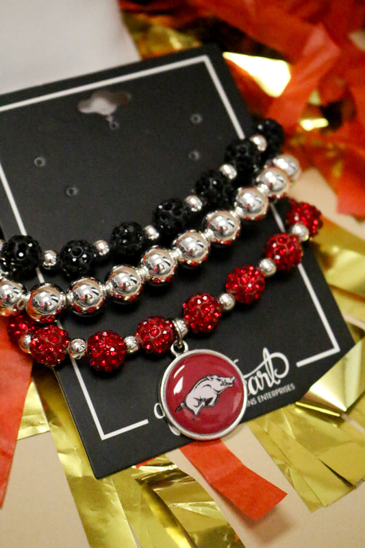 Arkansas Razorbacks Amanda Stack Bling Bracelet Set
