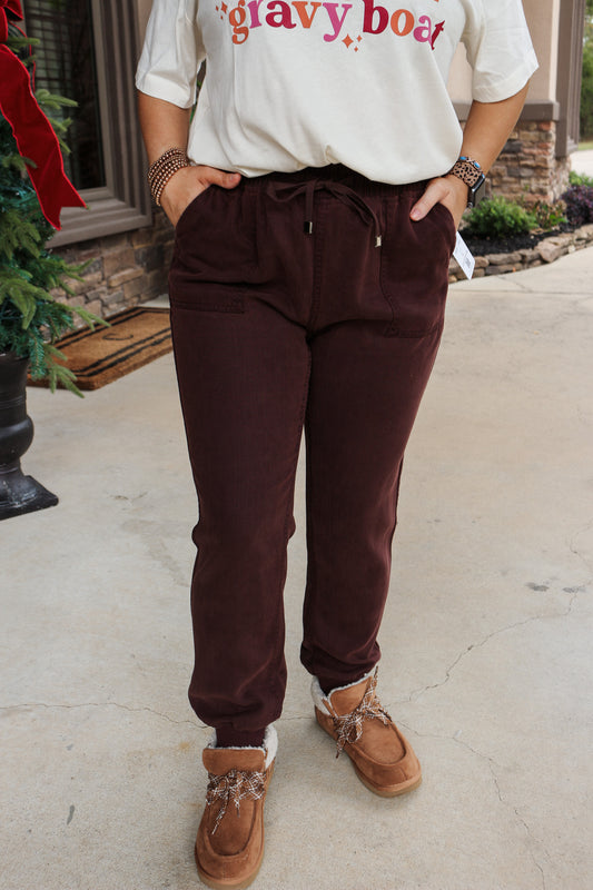 Jacey High Rise Coffee Brown Joggers