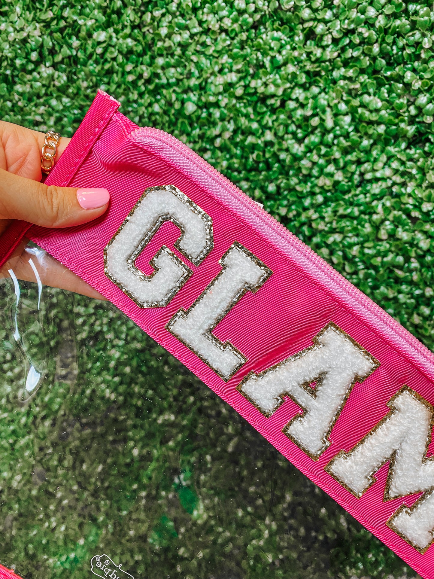 Glam Pink Clear Pouch