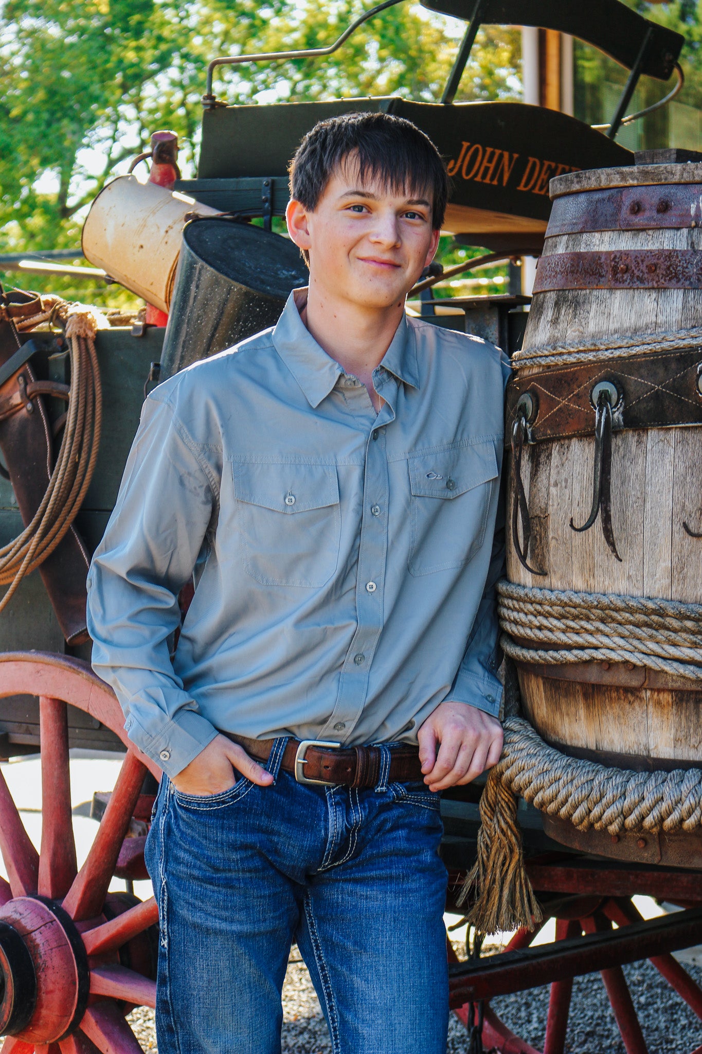 Light Grey Moisture Wicking Button Down