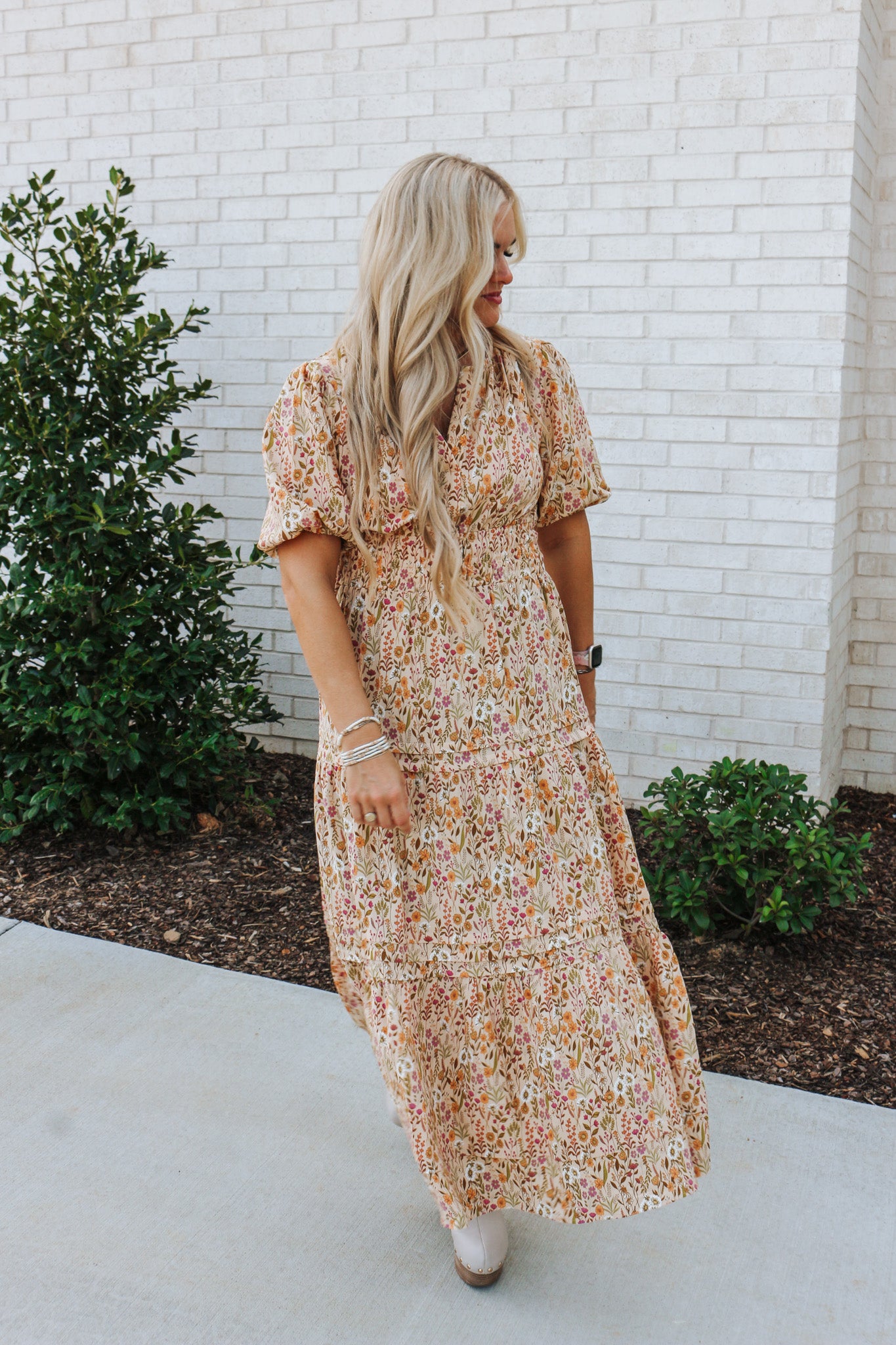 Field Of Wonders Tan Floral Maxi Dress