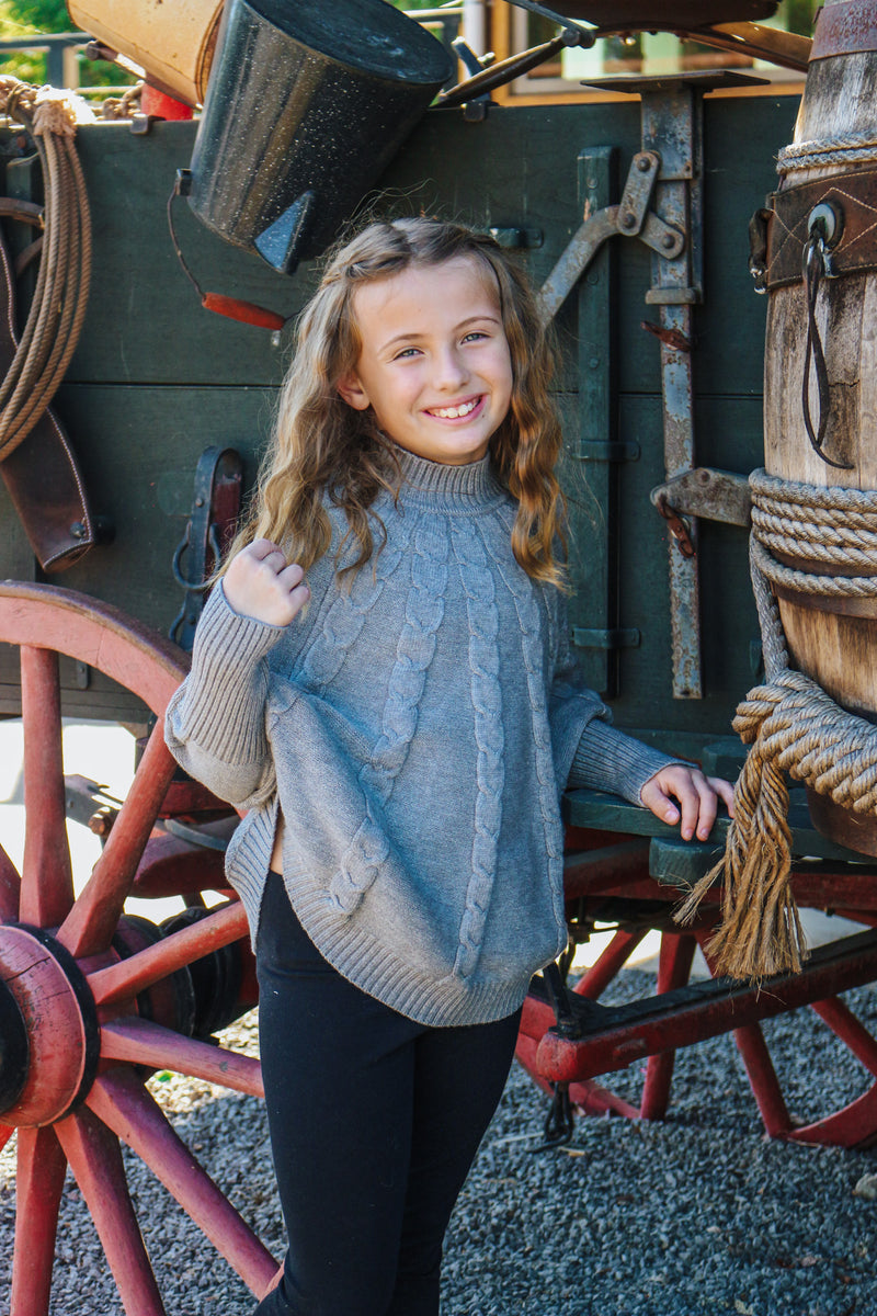 Girls Youth Grey Knitted Sweater