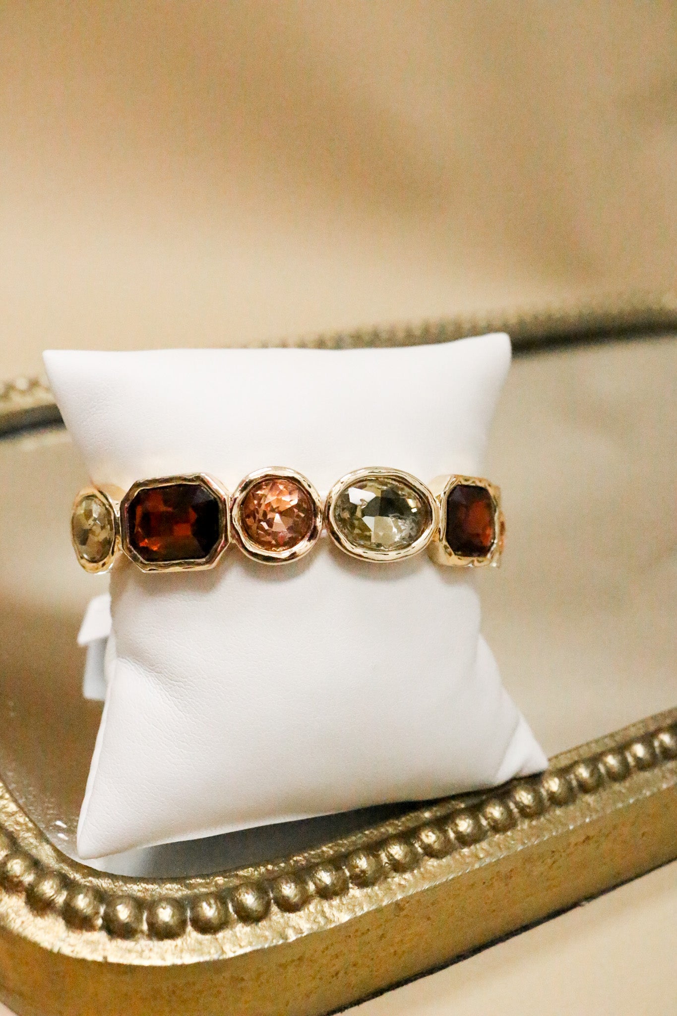 Gold Clear Crystal Stretch Bracelet