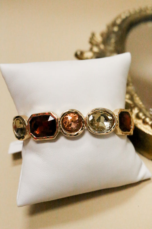 Gold Clear Crystal Stretch Bracelet -2 Colors