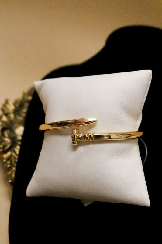 Gold Hinged Nail Bangle Bracelet