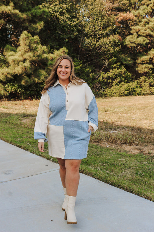 Fall Flavor Cream Blue Dress