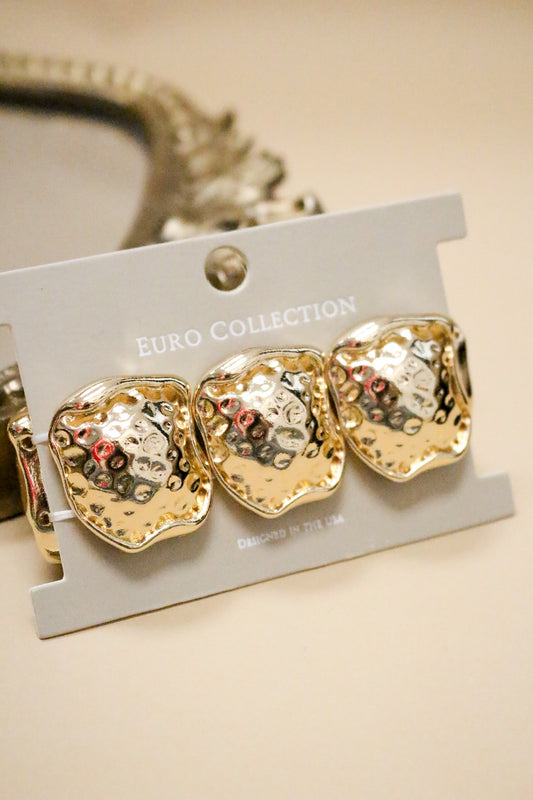 Gold Hammered Textured 1" Stretch Bracelet