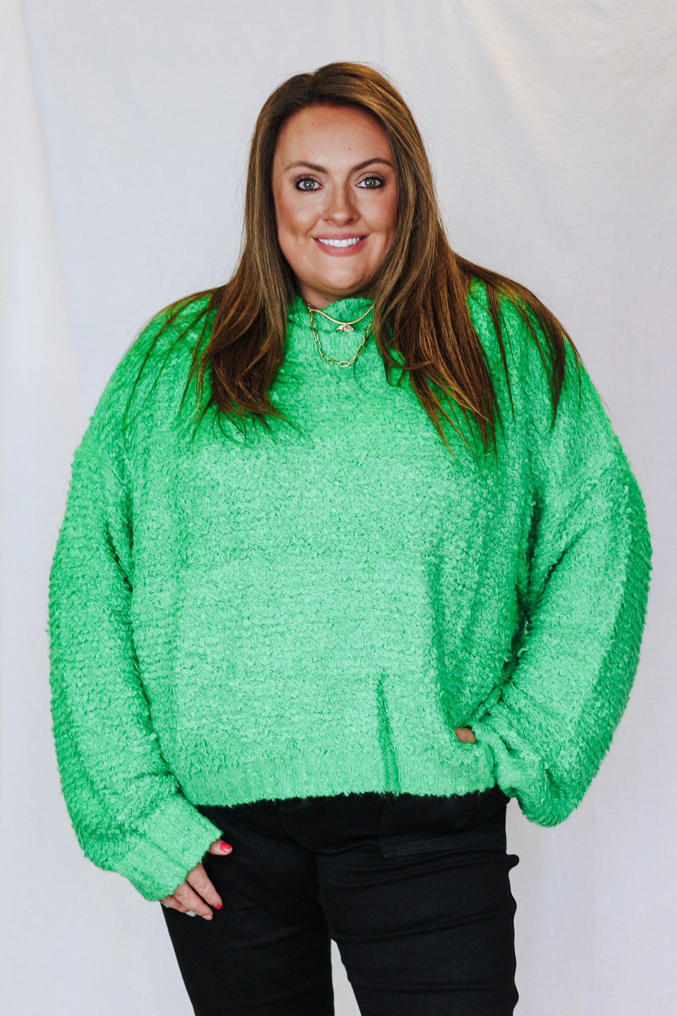 All Night Long Green Sweater