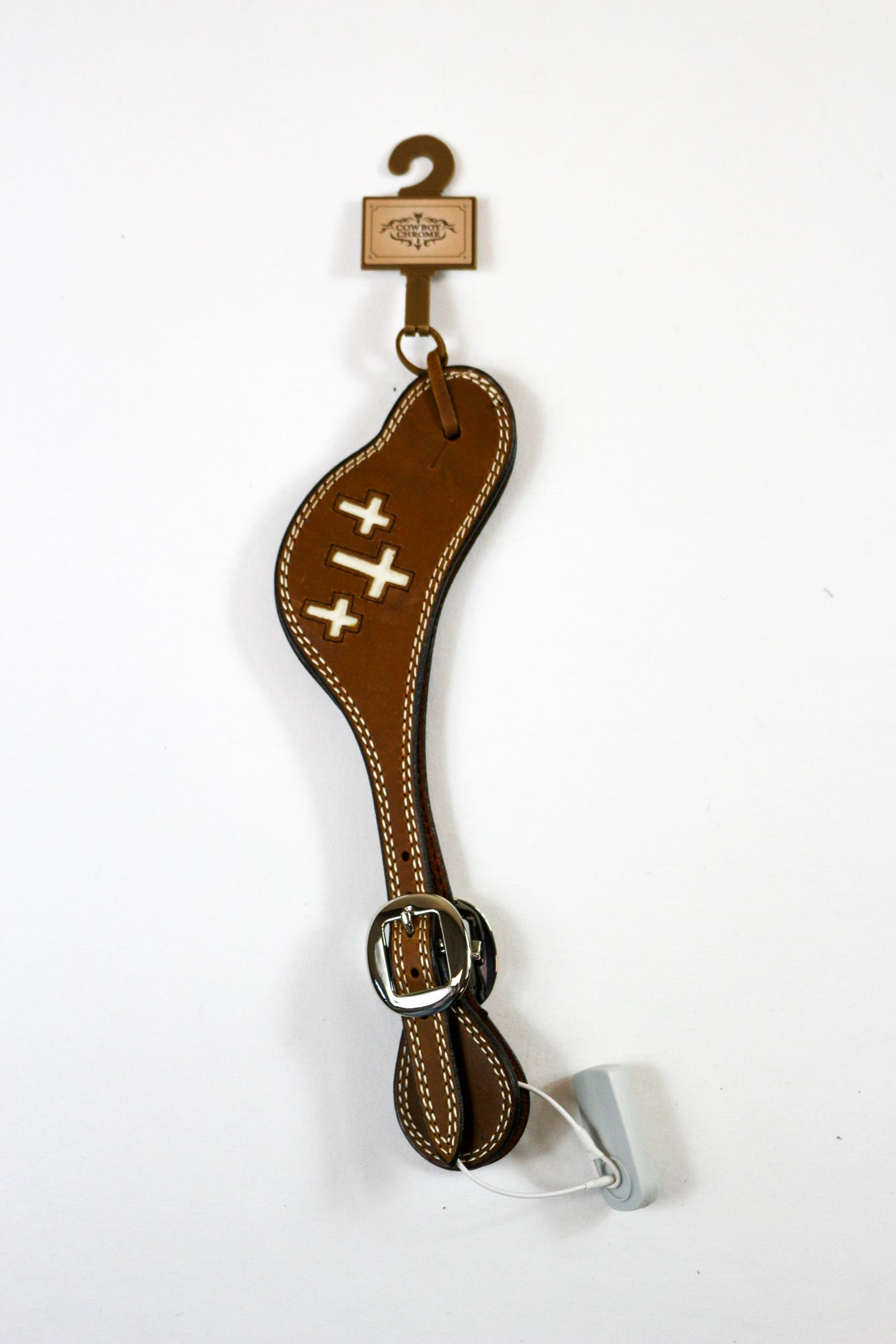 Mens Cross Cutout Leather Spur Strap